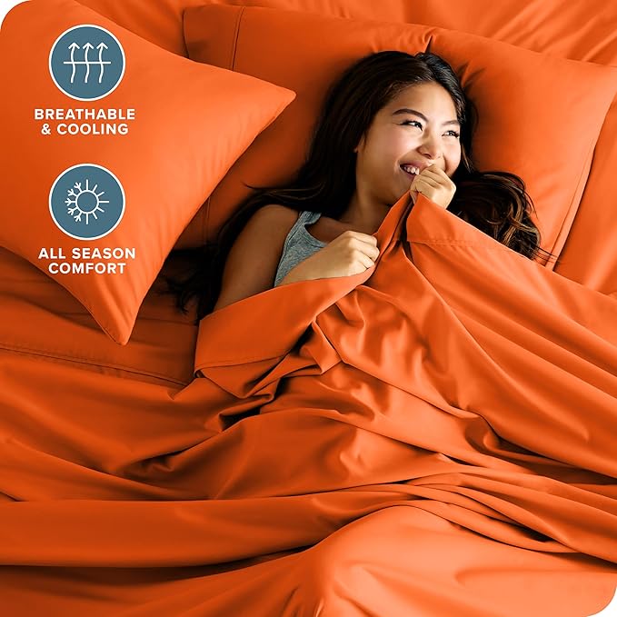 Orange Plain Premium King Size Bedsheet (108" x 108")  400 TC