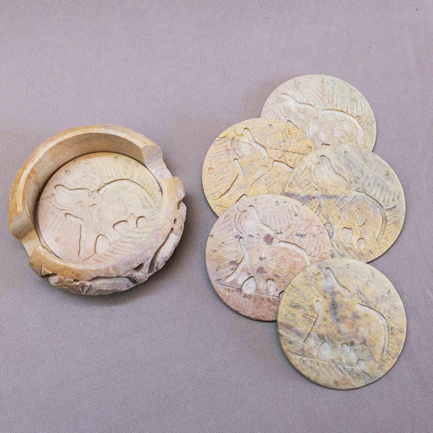 Marble Coasters (Set of 6) With Stand (Marble & Soapstone)