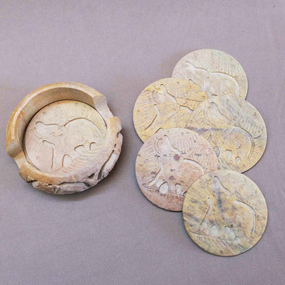 Marble Coasters (Set of 6) With Stand (Marble & Soapstone)