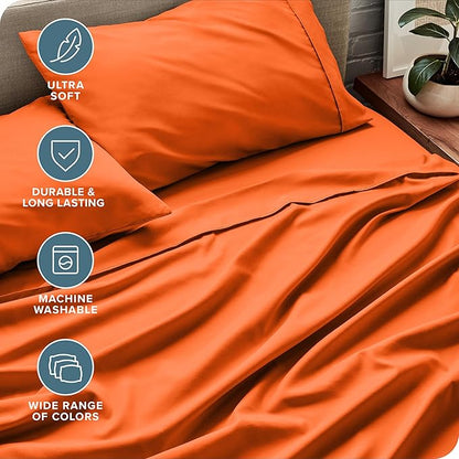 Orange Plain Premium King Size Bedsheet (108" x 108")  400 TC