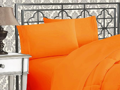 Orange Plain Premium King Size Bedsheet (108" x 108")  400 TC