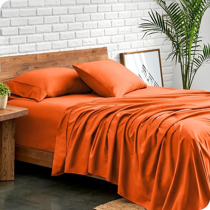 Orange Plain Premium King Size Bedsheet (108" x 108")  400 TC