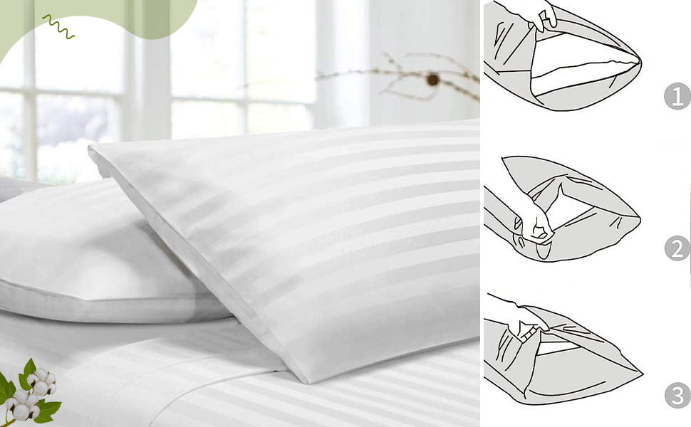 White-Lined Plain Premium King Size Bedsheet (108" x 108") - 400 TC