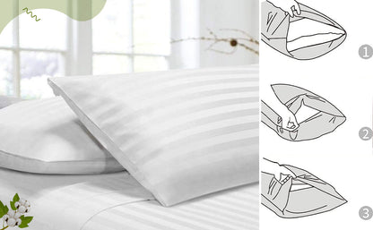 White-Lined Plain Premium King Size Bedsheet (108" x 108") - 400 TC
