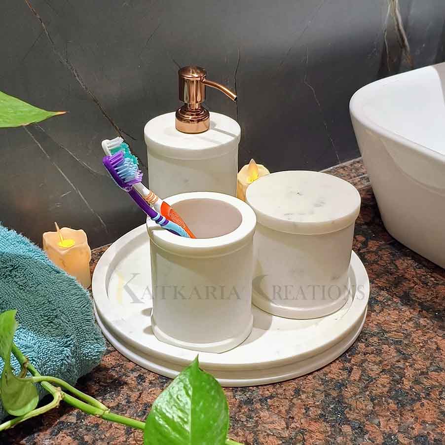 Ivory Marble Bathroom Set