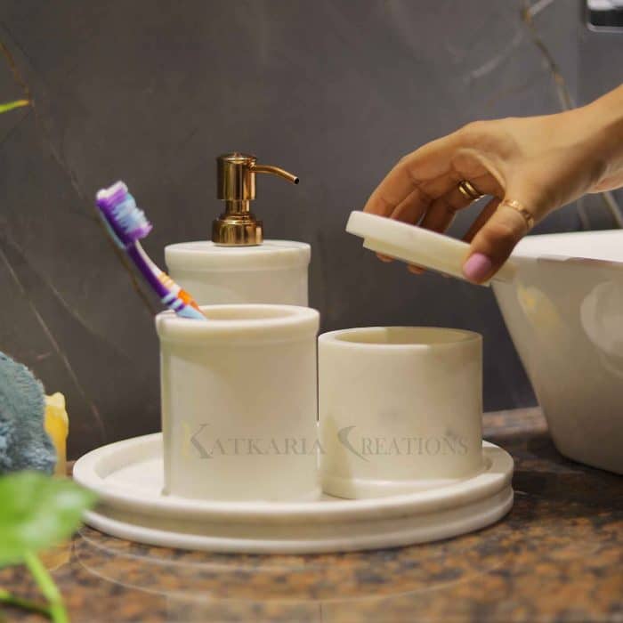 Ivory Marble Bathroom Set