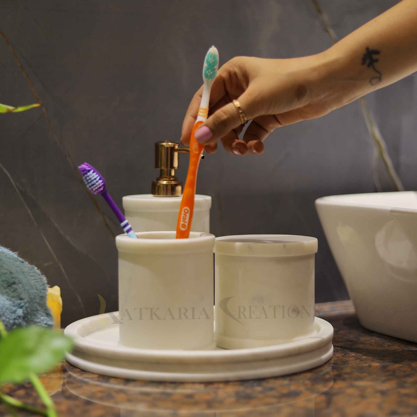 Ivory Marble Bathroom Set