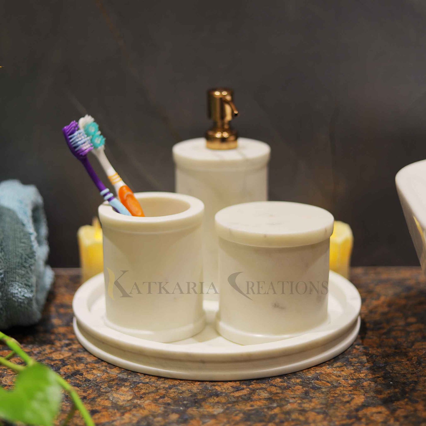 Ivory Marble Bathroom Set