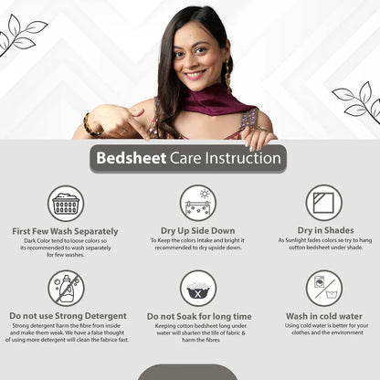 Verinnia Premium Queen Size Bedsheet (90" x 100") 300 TC