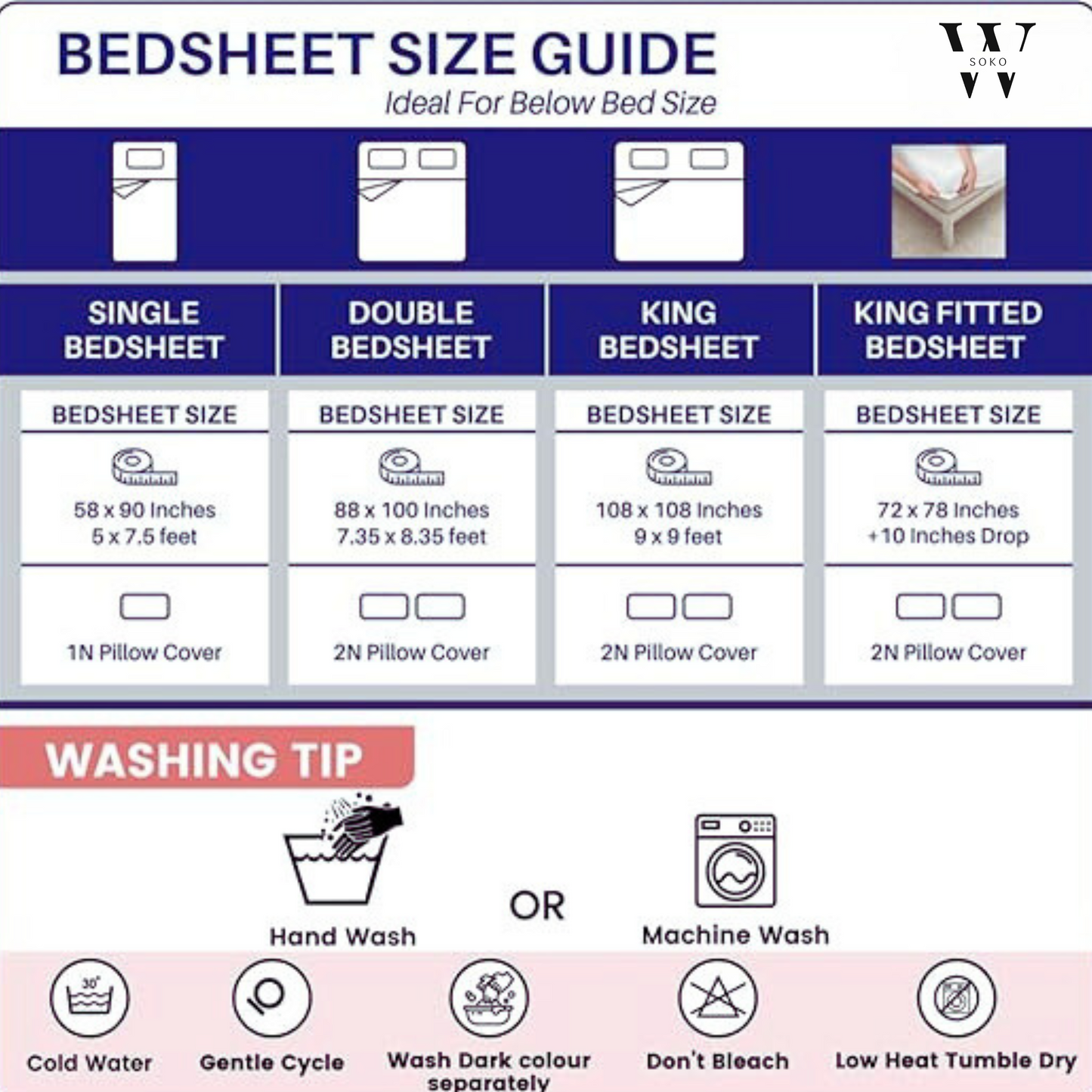 Novoriah Premium Queen Size Bedsheet (90" x 100") 300 TC