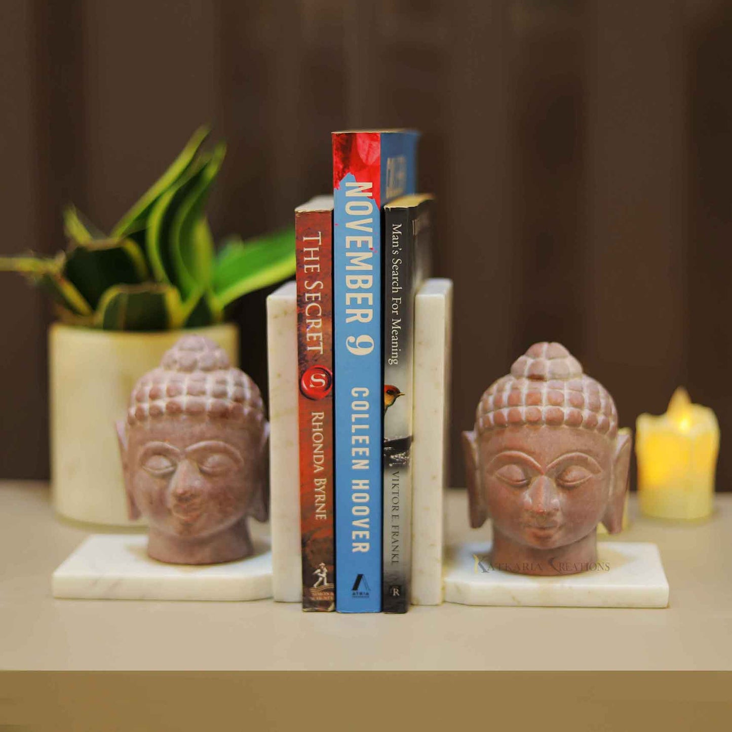 Bodhisattva Marble Book Ends Set Of 2