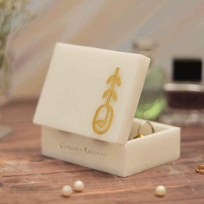 Rose Marble Jewellery Box With Brass Inlay Work