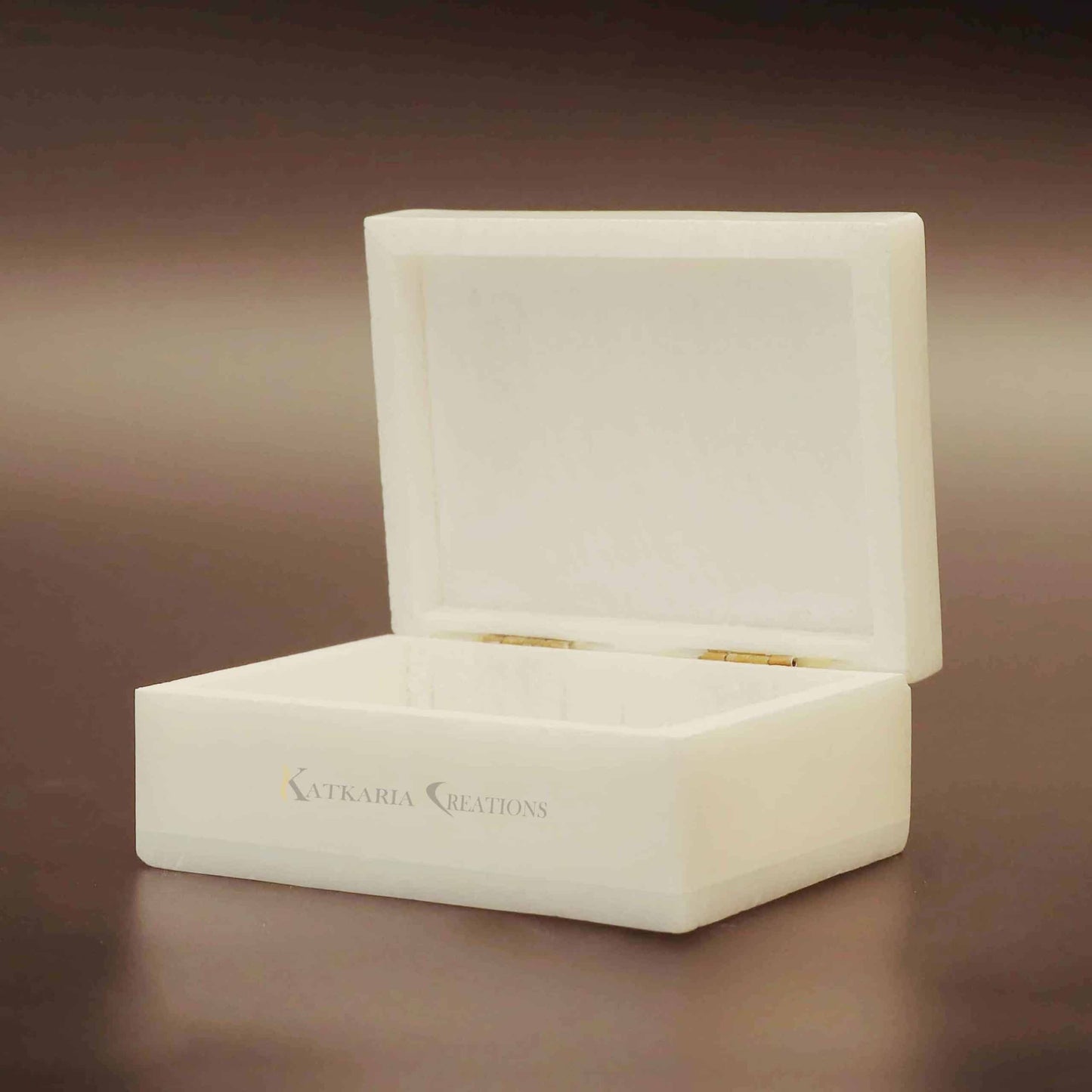 Rose Marble Jewellery Box With Brass Inlay Work