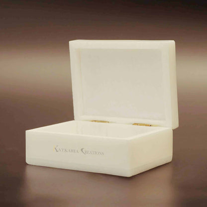 Rose Marble Jewellery Box With Brass Inlay Work