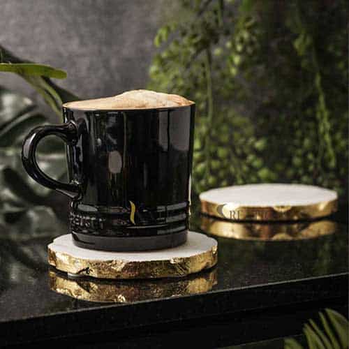 Golden Detailing Marble Coasters Set Of 4 (Marble and Gold Foiling)