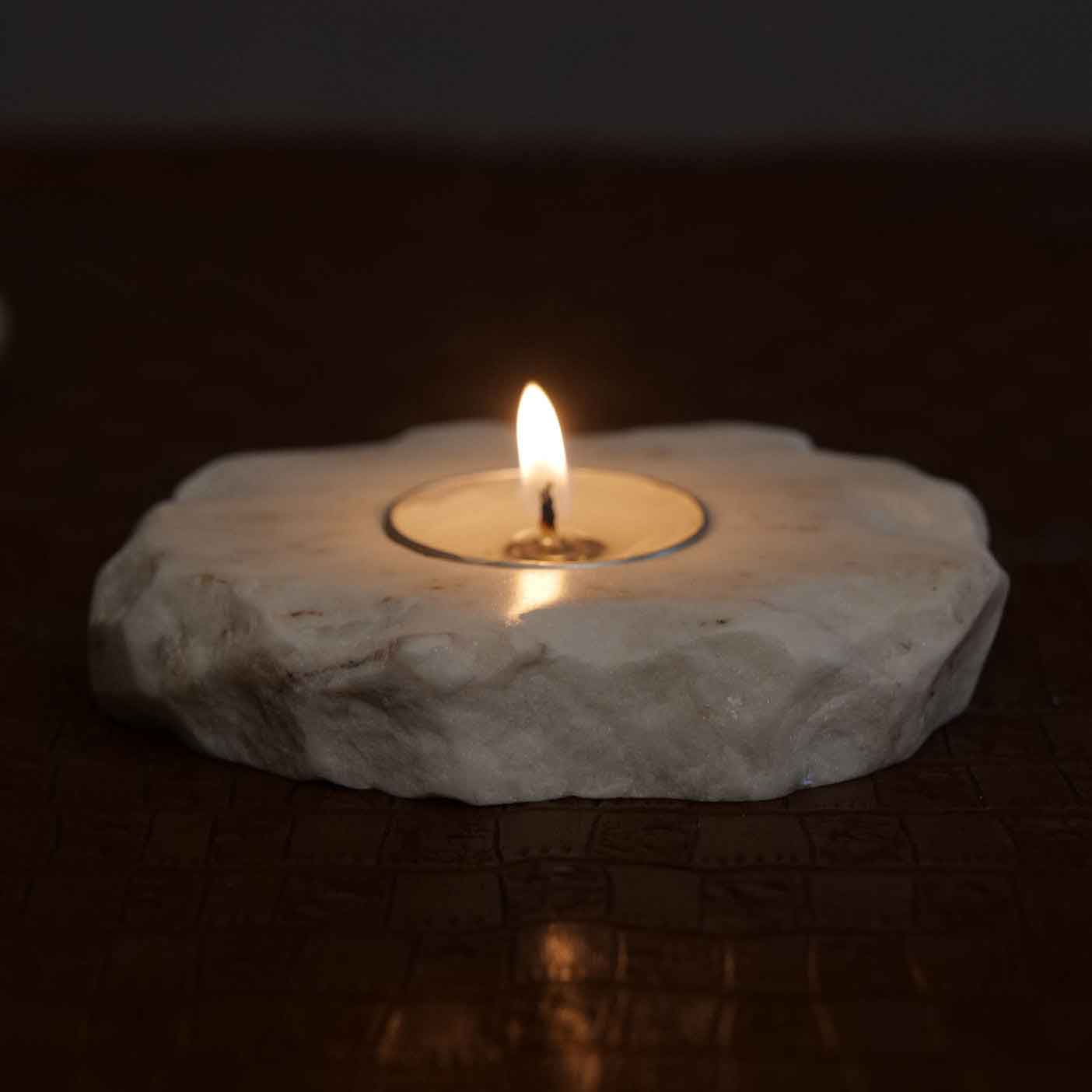 Marble Tea Light Candle Holder (White Marble)