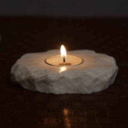 Marble Tea Light Candle Holder (White Marble)