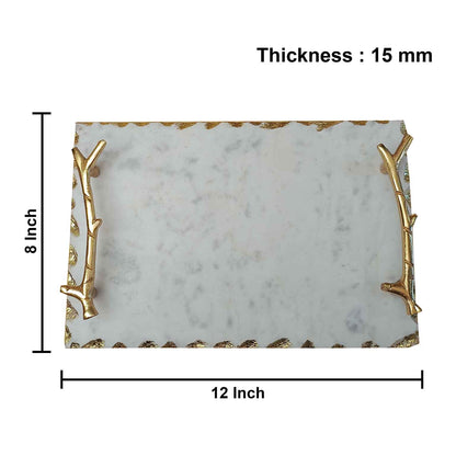Marble Tray With Metal Handle (Marble & Metal)