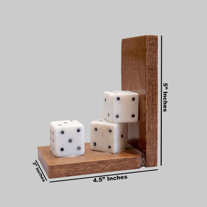 Marble Dice Wooden Bookends