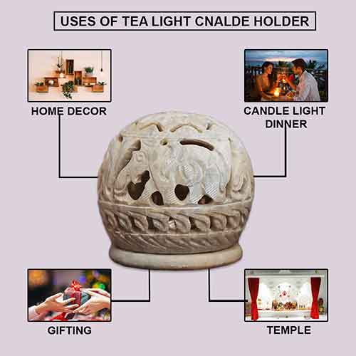 Handcrafted Tealight Holder Set Of 2 (Soapstone)