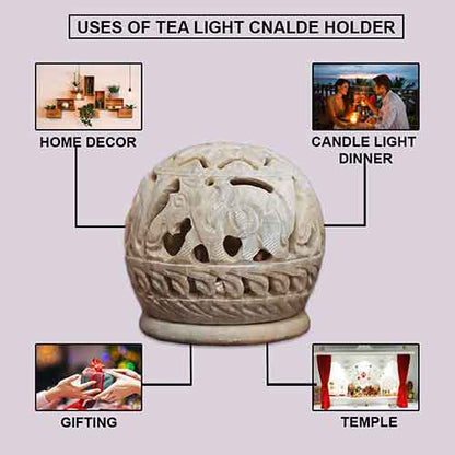 Handcrafted Tealight Holder Set Of 2 (Soapstone)