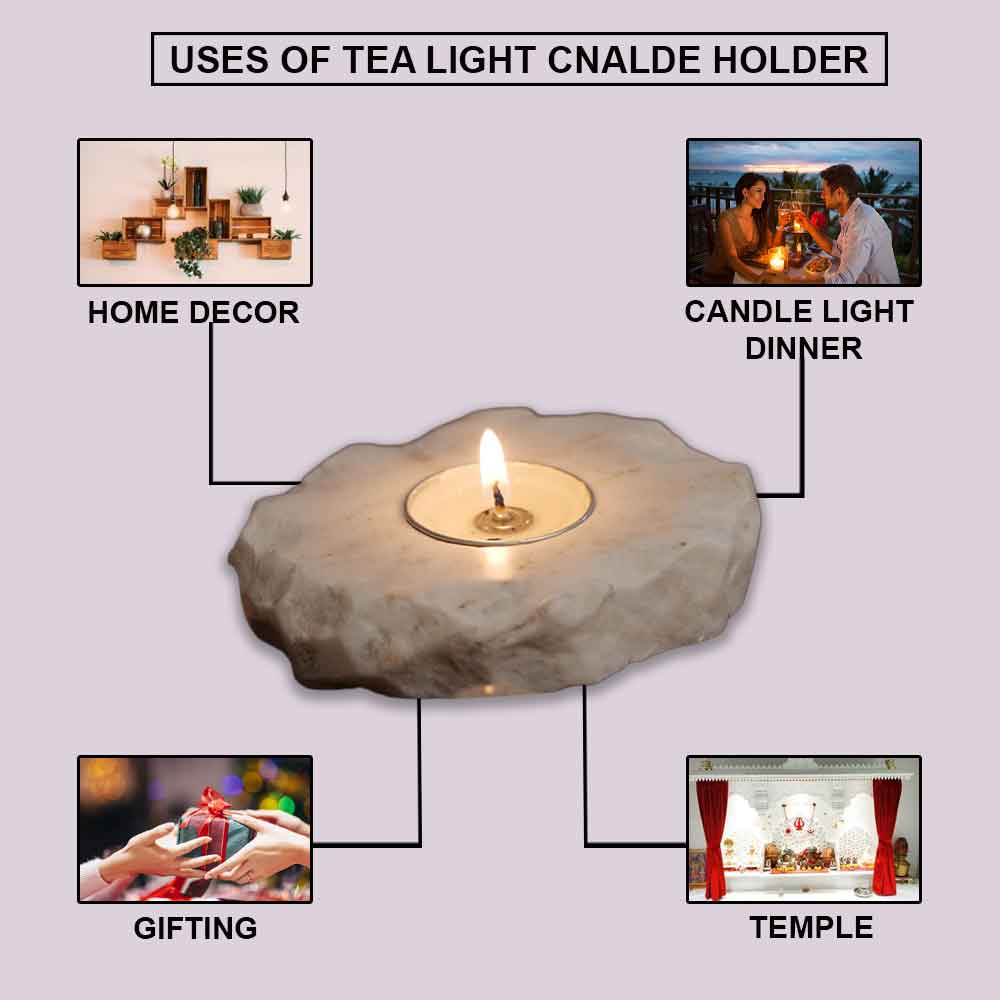 Marble Tea Light Candle Holder (White Marble)