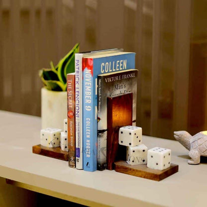 Marble Dice Wooden Bookends