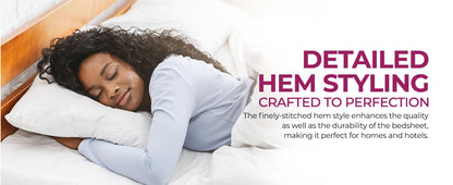 White Plain-Lined Premium King Size Bedsheet (108" x 108") 400TC