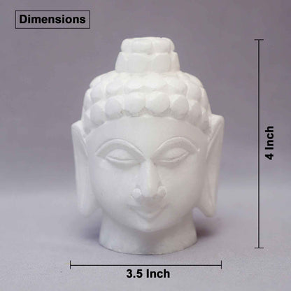 White Marble Buddha Head Figurine