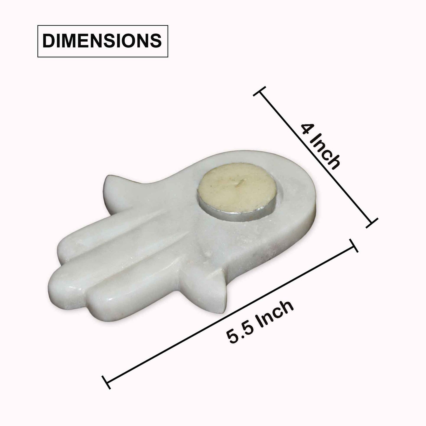 Hamsa Tealight Candle (White Marble)