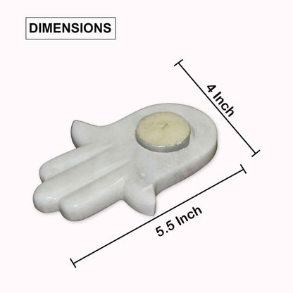 Hamsa Tealight Candle (White Marble)