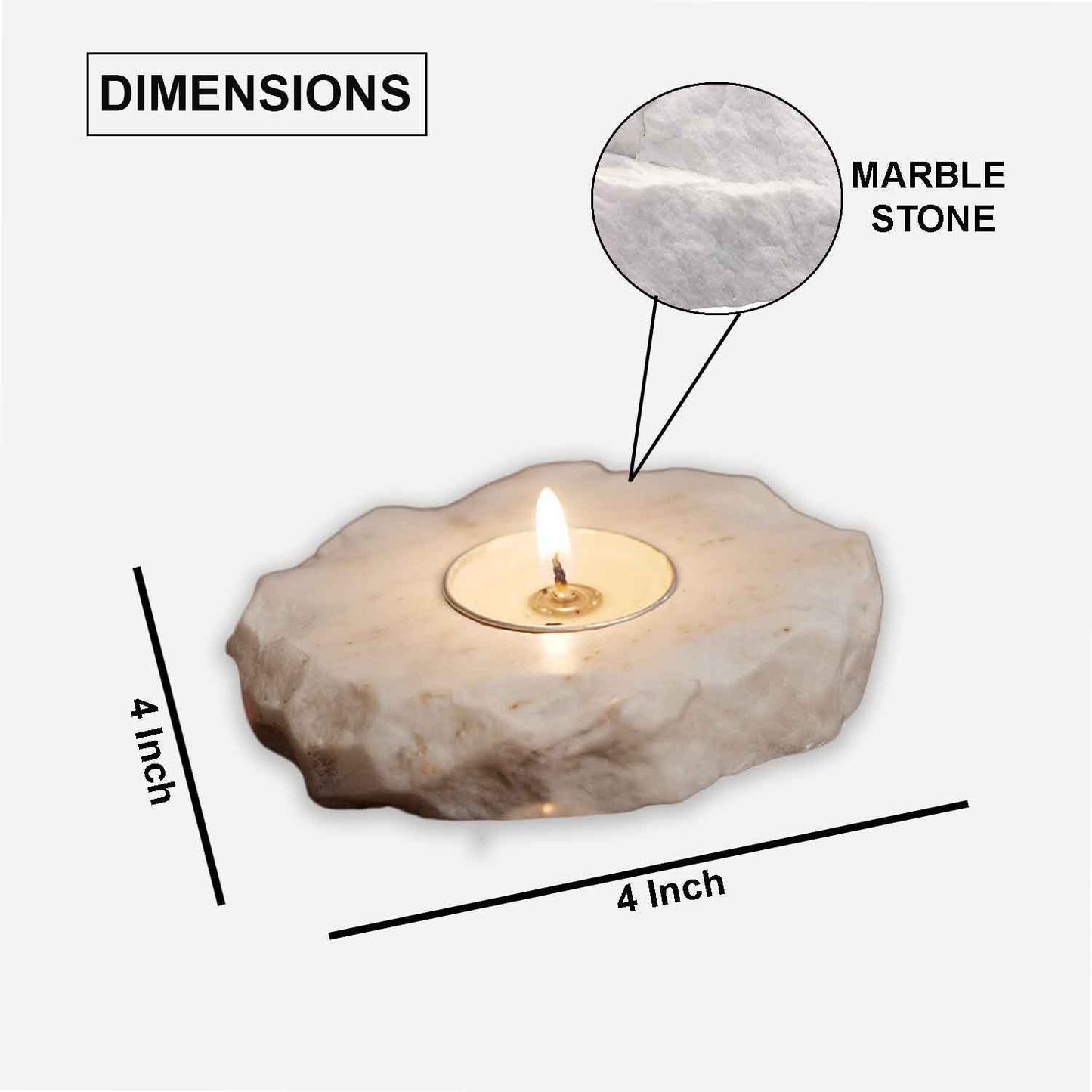 Marble Tea Light Candle Holder (White Marble)