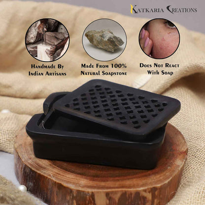 Black Soapstone Soap Dish